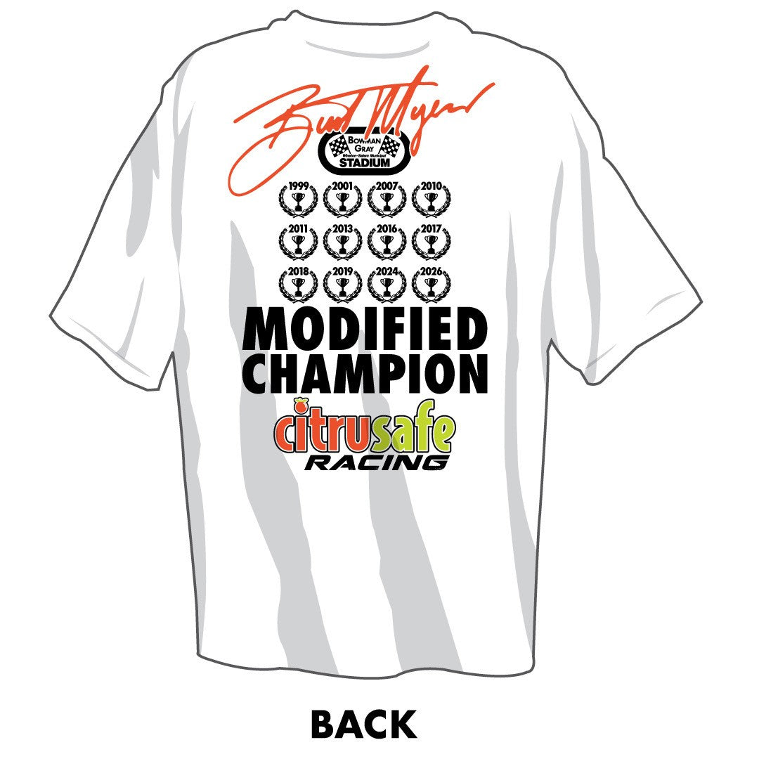 2026 BURT MYERS 12X BG MODIFIED CHAMPION LIMITED EDITION TEE
