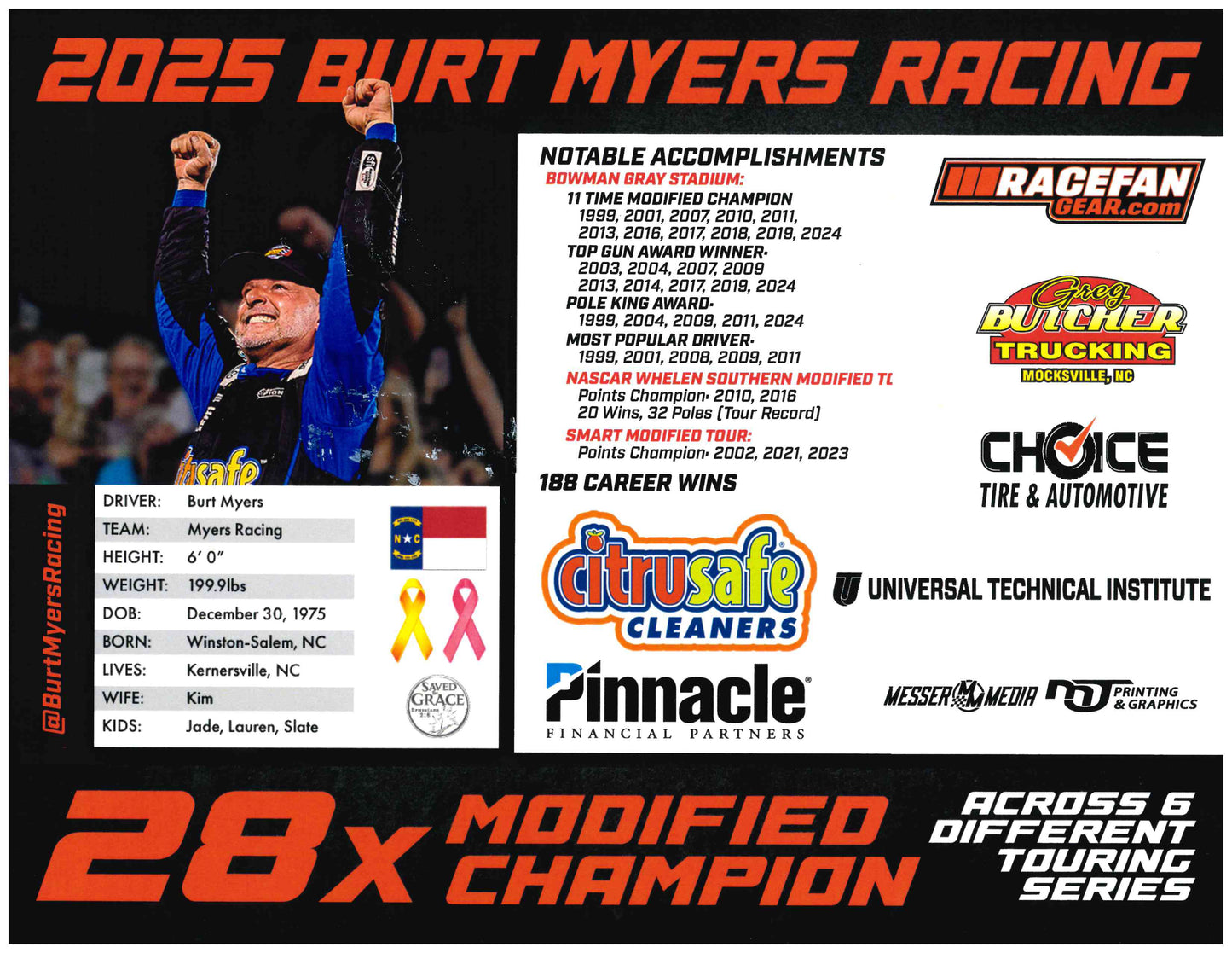 Burt Myers Black / White Car Hero Card